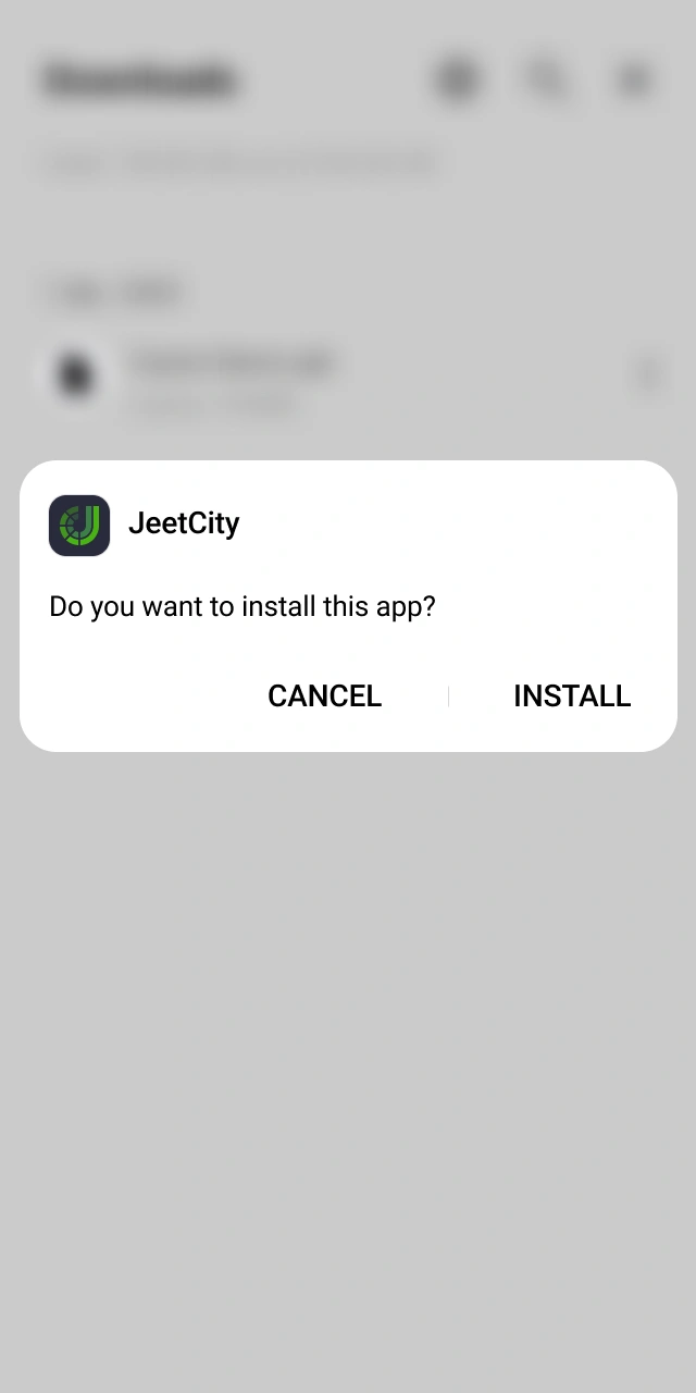 Finish setting up the JeetCity Android app on your mobile device.