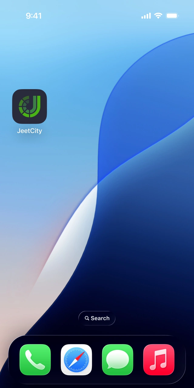 Launch the web application icon to use the JeetCity iOS app.
