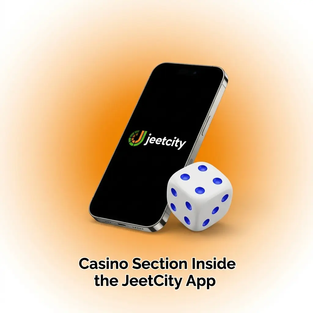 JeetCity casino app interface showing labelled game categories including slots, live casino, and crash games