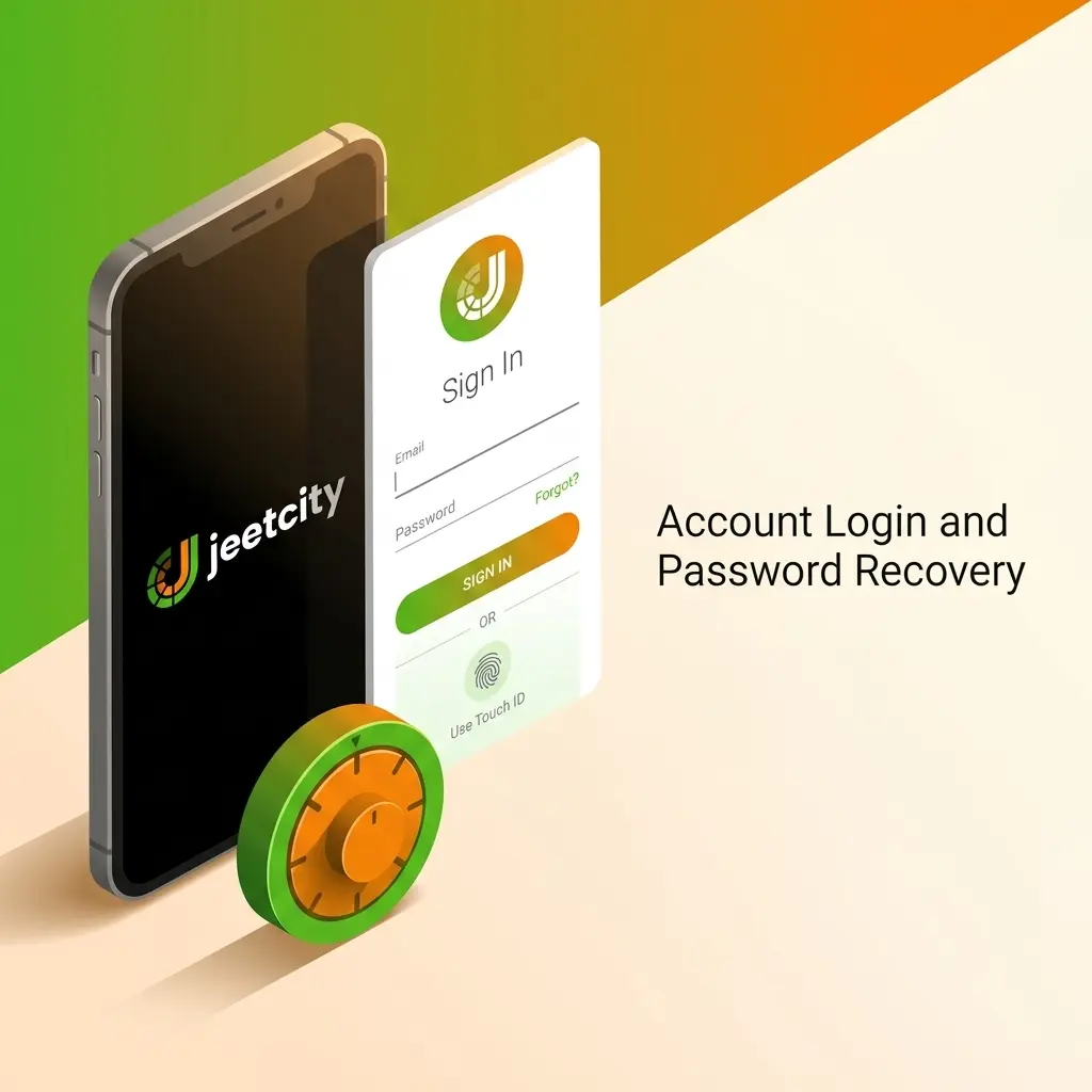 JeetCity account login form with password recovery option and 2FA prompt for secure access