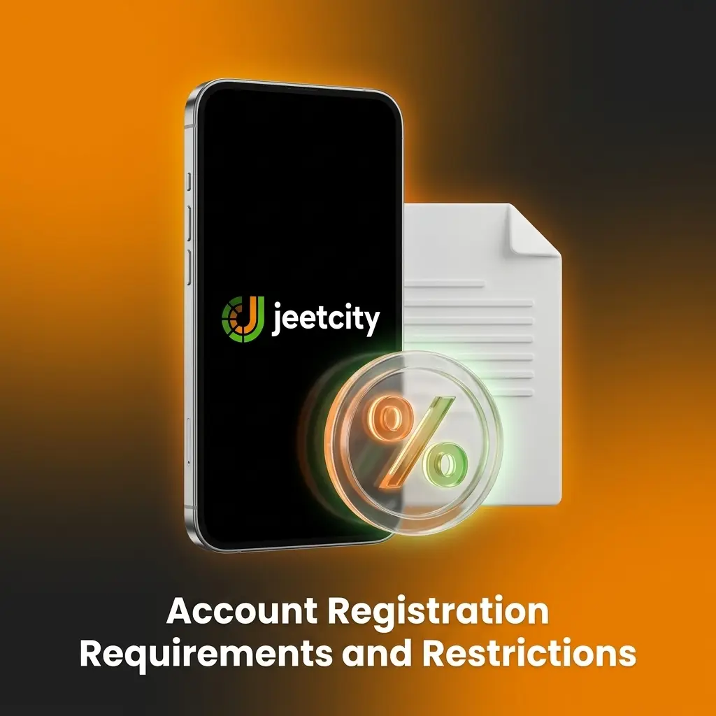 JeetCity account registration requirements showing age restrictions, eligibility criteria, and list of restricted jurisdictions worldwide