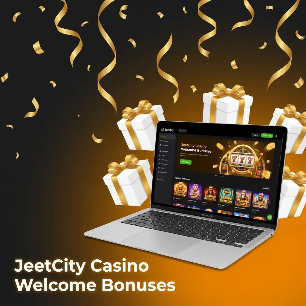 JeetCity Casino welcome bonuses including 100% match up to €7,500, slots pack, and live casino deposit offers