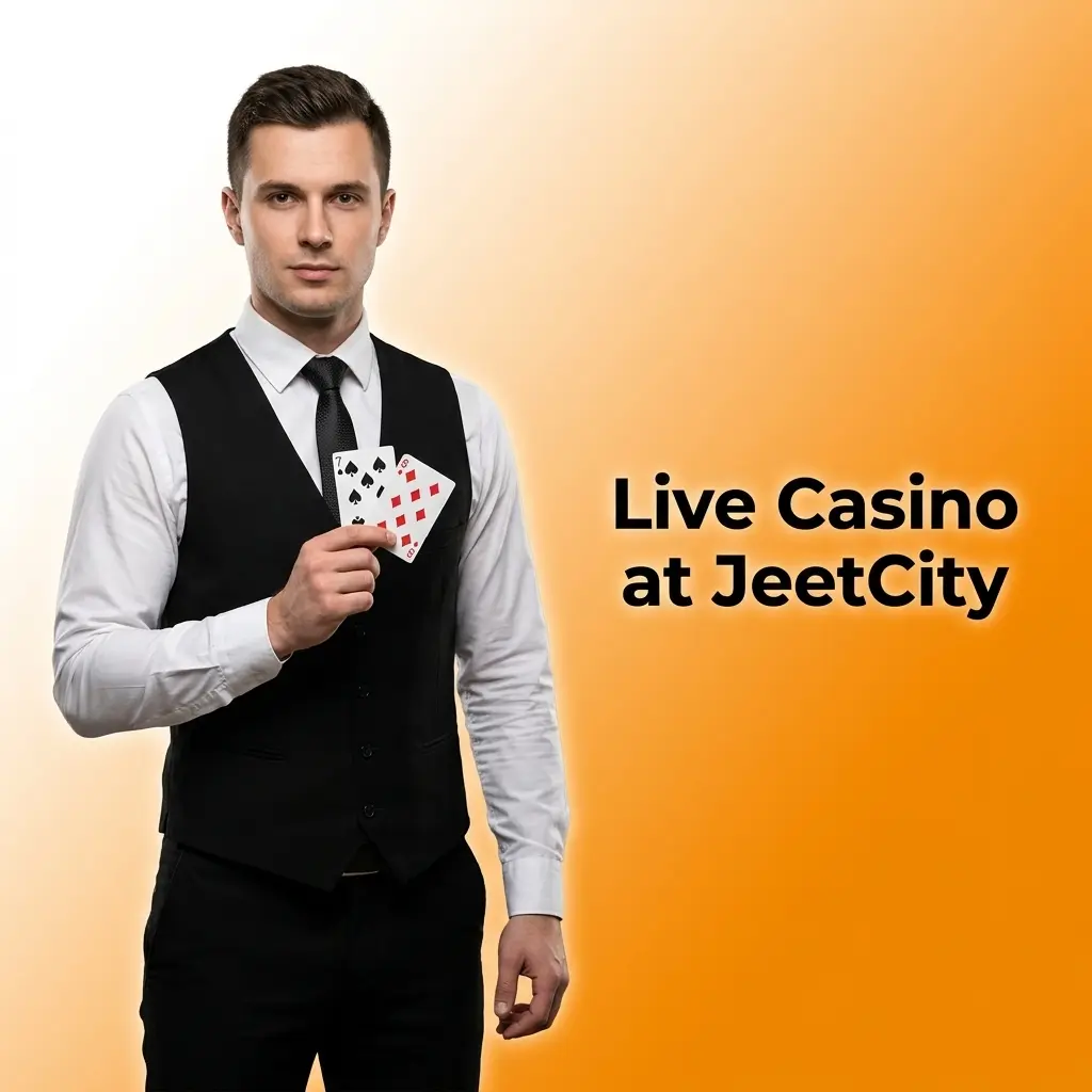 JeetCity Live Casino studio with professional human dealers streaming blackjack, roulette, baccarat and live game shows