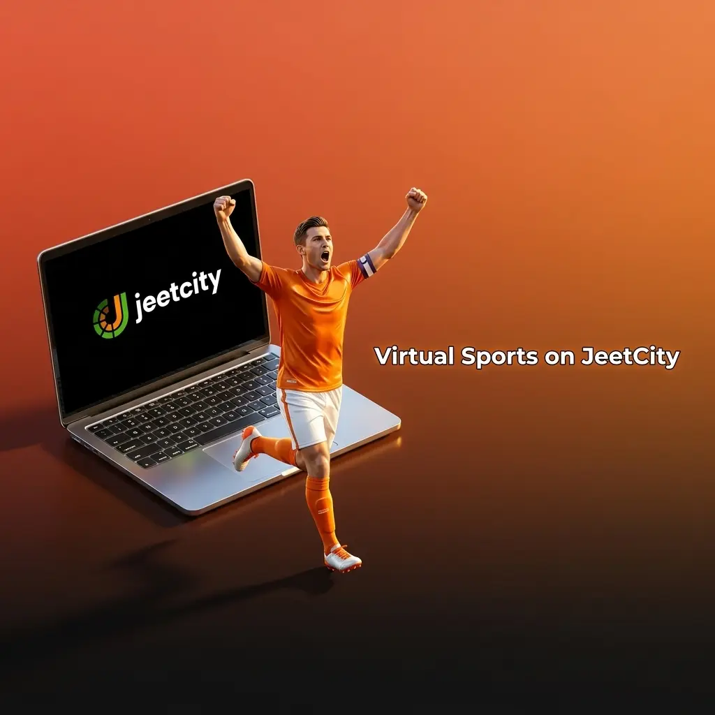 JeetCity virtual sports lobby showing simulated football, horse racing, basketball, tennis and greyhound racing available 24/7